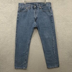 Levis Jeans Mens 36x32 Blue Denim 505 Regular Straight American Medium Wash Work